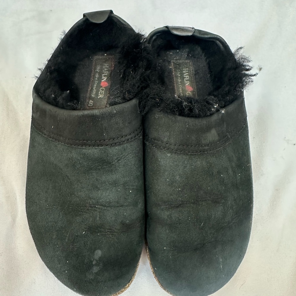 Black Fur-Lined Slippers Halfinger size 40